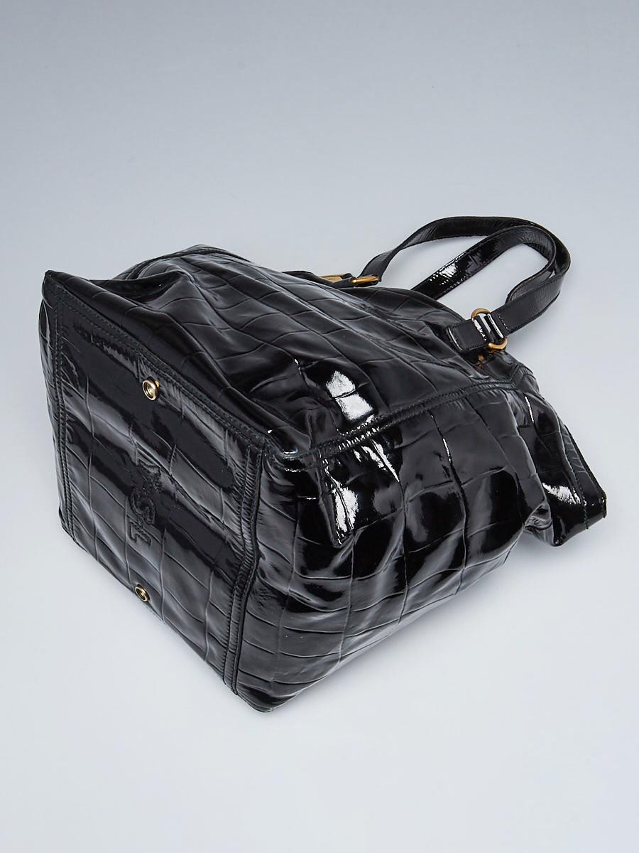 Yves Saint Laurent Black Embossed Patent Leather Medium