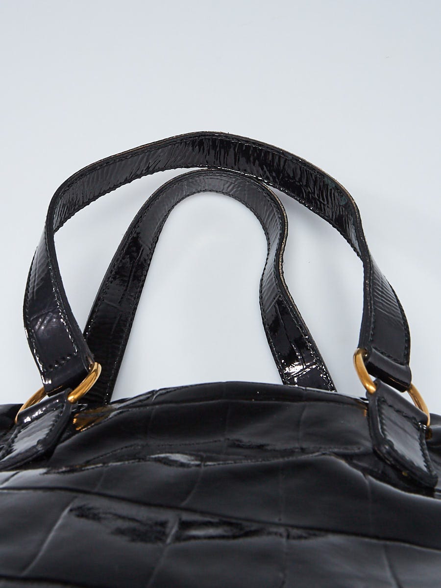 Yves Saint Laurent Black Embossed Patent Leather Medium