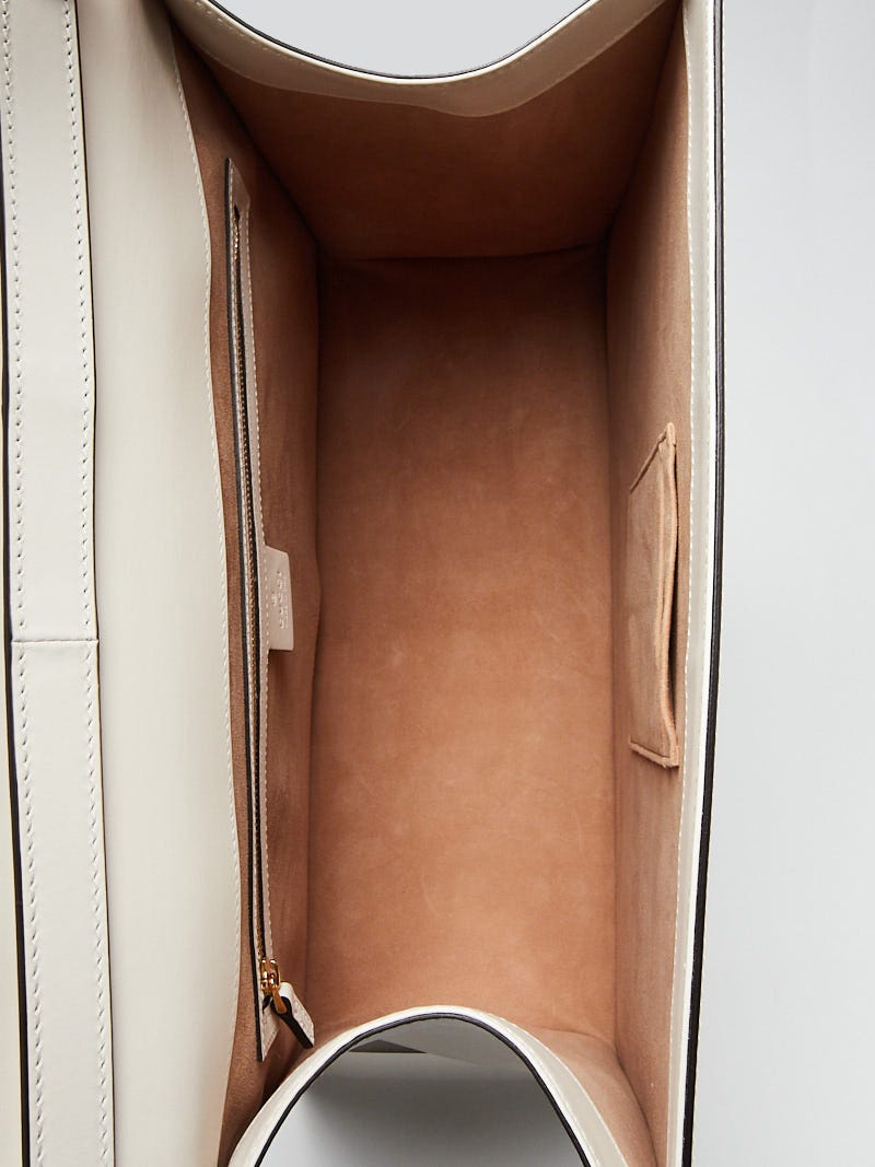 Gucci White Leather Vintage Web Maxi Sylvie Shoulder Bag