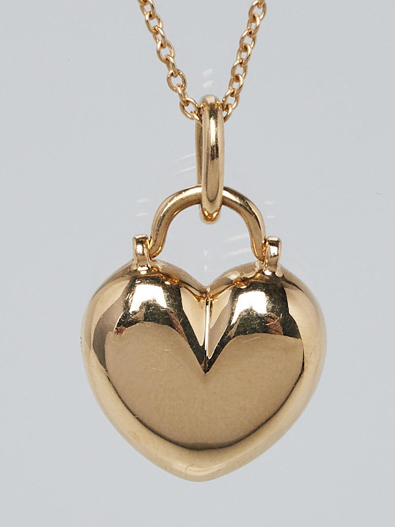 Tiffany & Co. 18k Gold and Puffy Heart Lock Pendant Necklace
