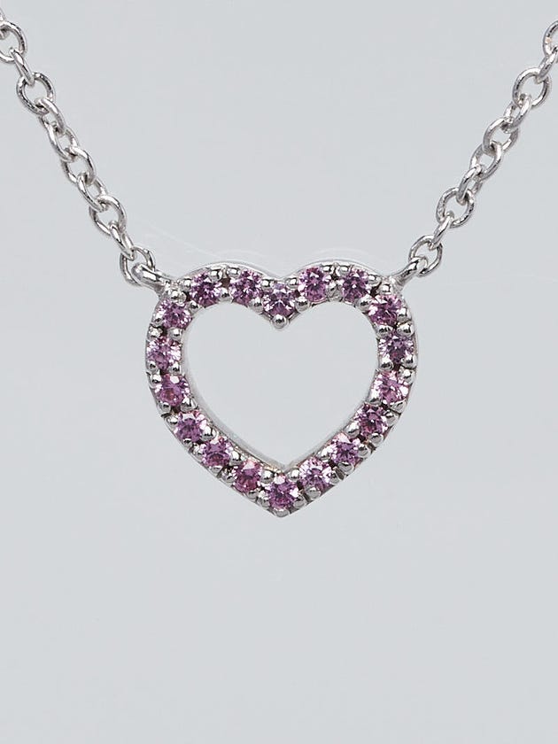 Tiffany & Co. 18k White Gold and Pink Sapphire Metro Heart Necklace