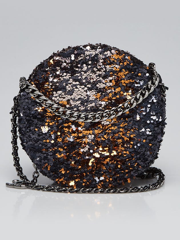 Chanel Black/Bronze Sequin Paris-Hamburg Round Evening Bag