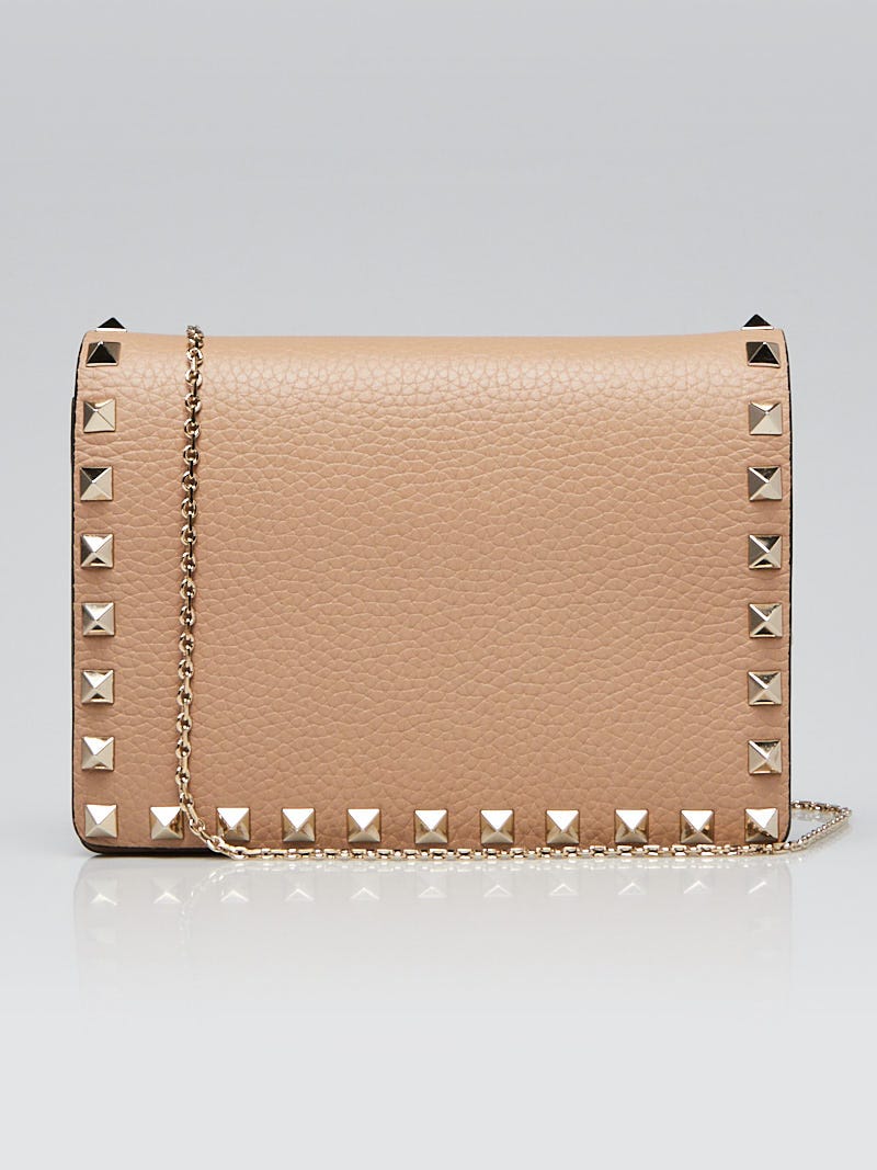 Valentino Nude Grain Leather Rockstud Mini Crossbody Chain Bag Yoogi s Closet