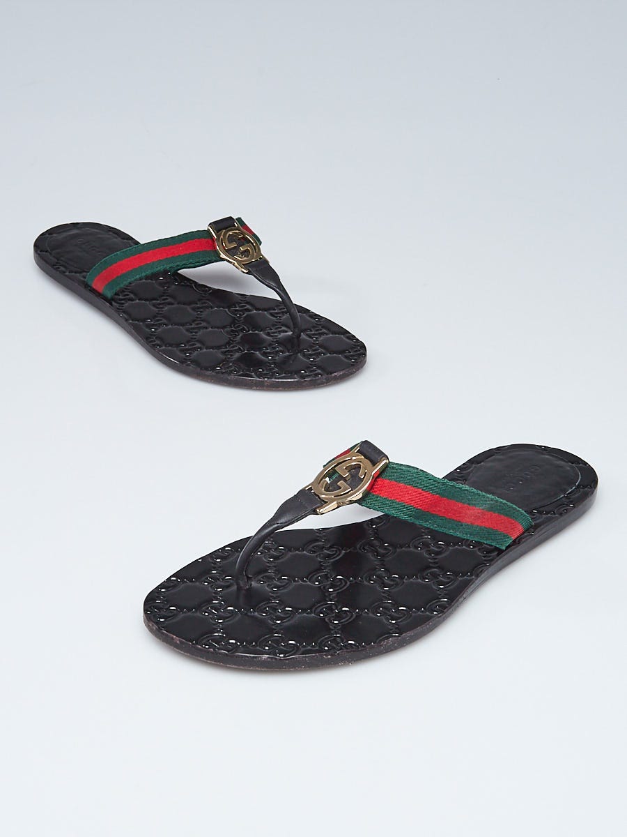 Double G leather thong sandals in black - Gucci | Mytheresa