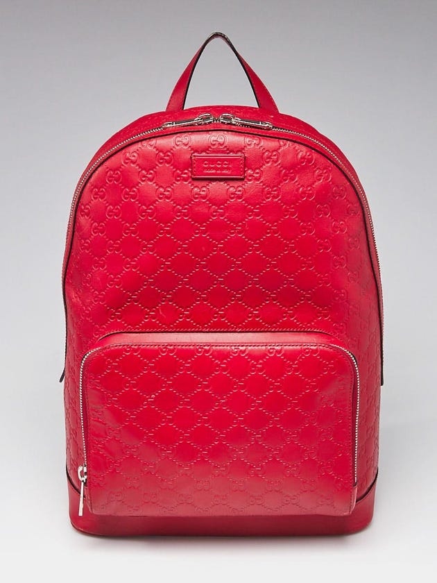 Gucci Red Guccissima Leather Signature Backpack Bag