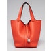 Hermes Bi-Color Capucine/Rouge H Clemence Leather Palladium Plated ...