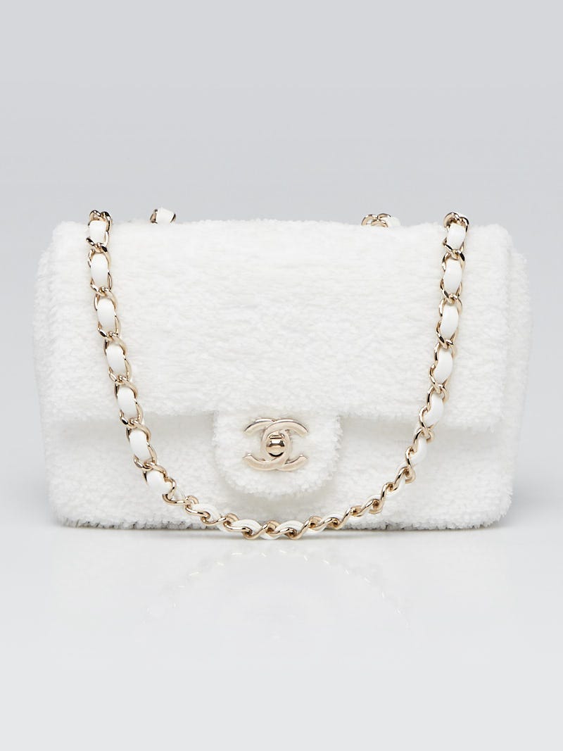 Chanel White Sequin Classic New Mini Flap Bag - Yoogi's Closet
