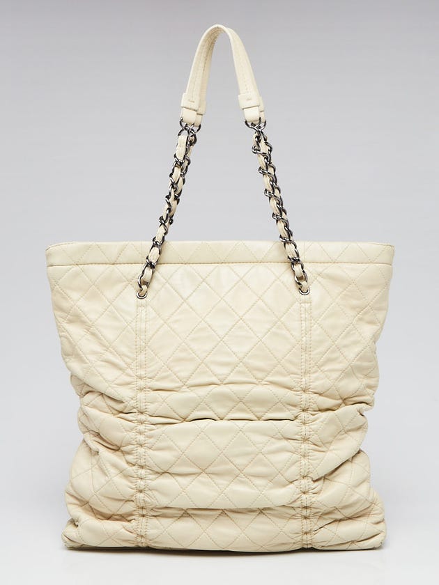 Chanel Light Beige Quilted Lambskin Leather Sharpei Tote Bag