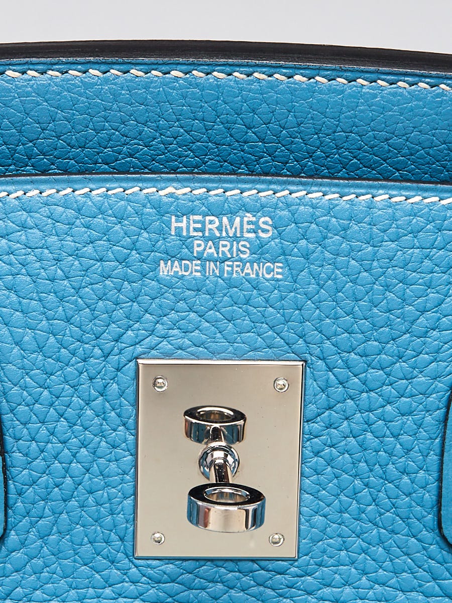 Hermes 35cm Blue Jean Clemence Leather Palladium Plated Birkin Bag -  Yoogi's Closet