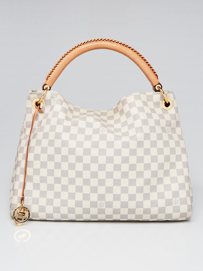Used Louis Vuitton Artsy MM Damier Azur Shoulder Bag White