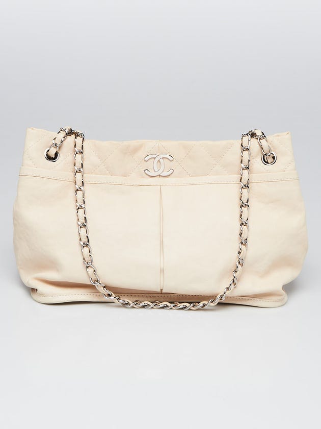 Chanel White Calfskin Leather Natural Beauty Tote Bag