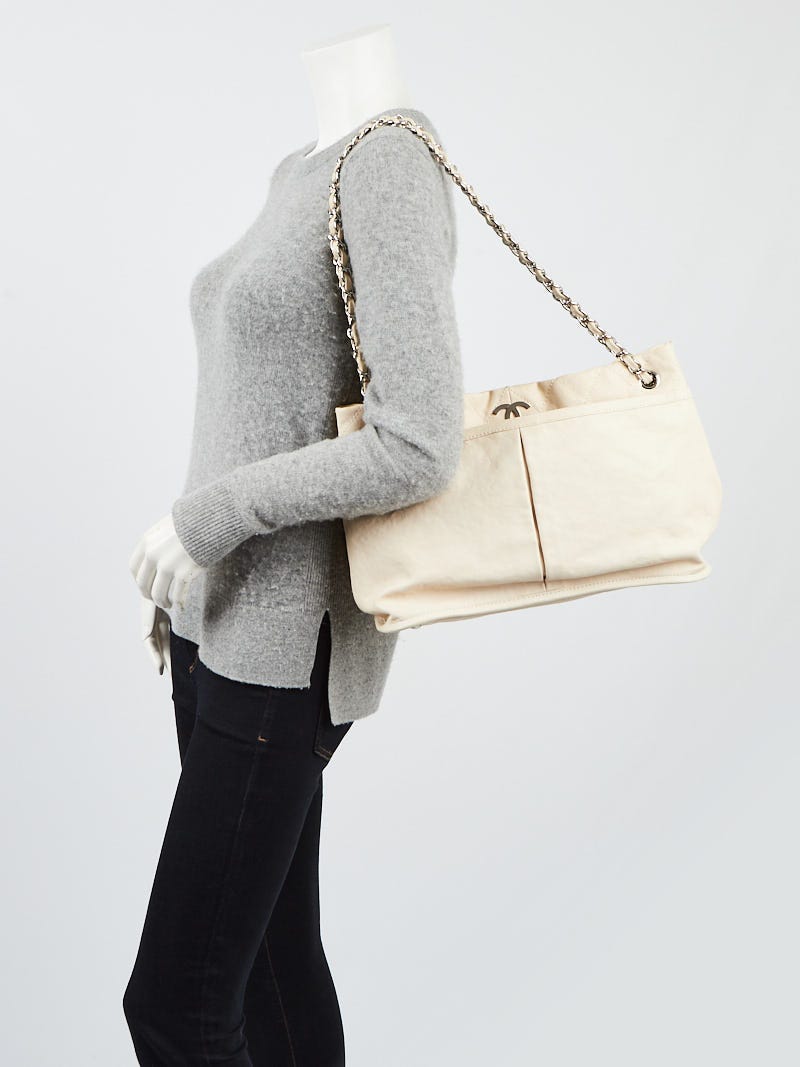 Chanel White Calfskin Leather Natural Beauty Tote Bag - Yoogi's Closet