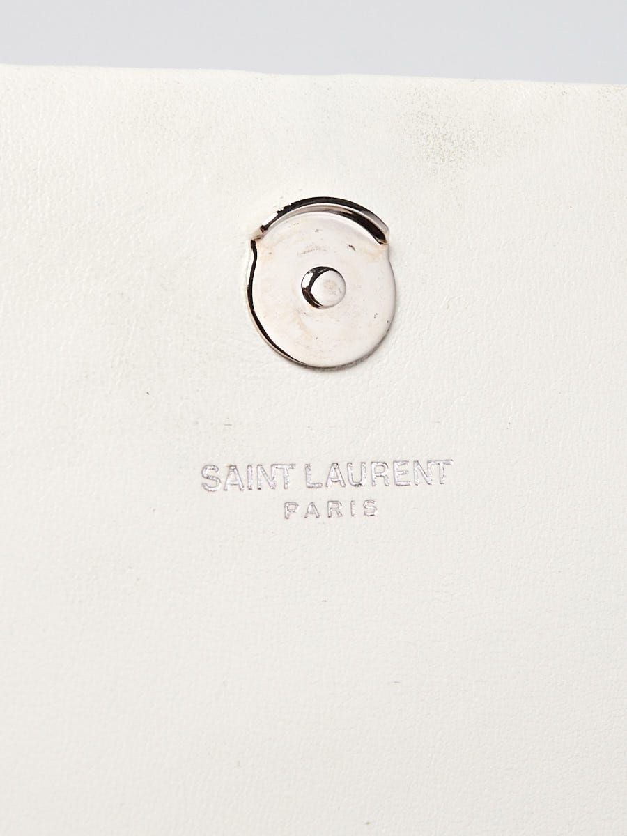 YSL ホワイト　ポシェット Yves Saint Laurent White Croc Embossed Leather Medium Sunset