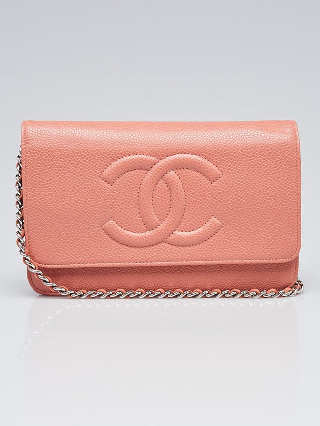 Chanel Pink Caviar Leather Timeless WOC Clutch Bag