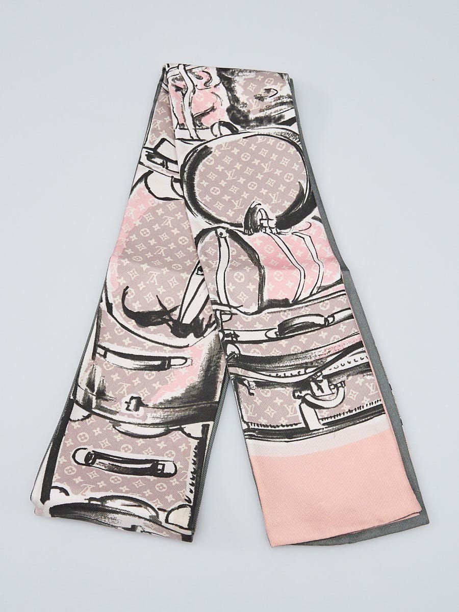 Louis Vuitton Logo Monogram Bandeau Silk Scarf Pink x Orange