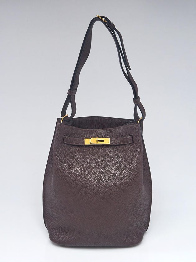 Hermes 22cm Chocolat Togo Leather Gold Plated So Kelly Bag