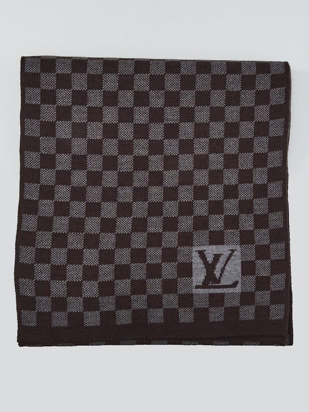 Louis Vuitton Grey/Brown Petit Damier Wool Scarf