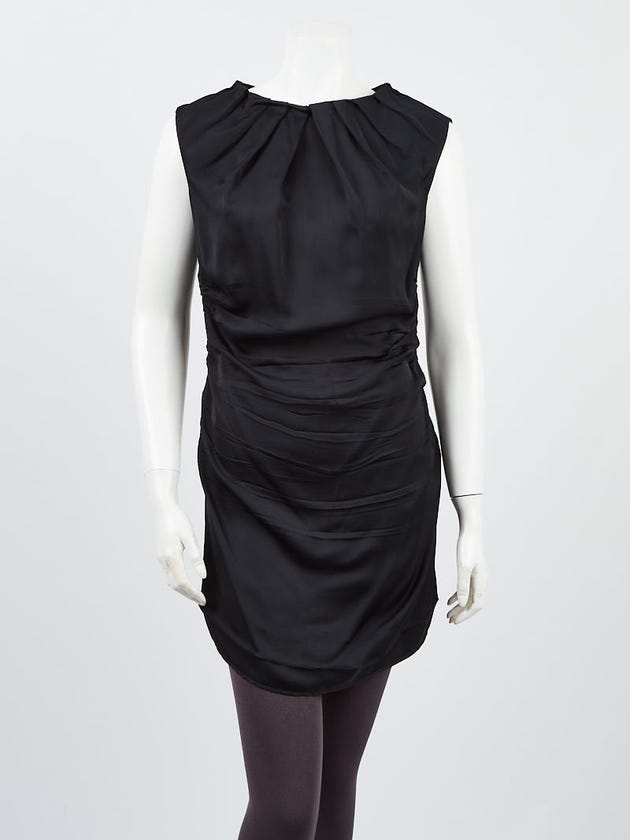 Prada Black Silk Ruched Sleeveless Mini Dress Size 10/44 | Yoogi's Closet Prada Black Silk Ruched Sleeveless Mini Dress Size 10/44 | Yoogi's Closet