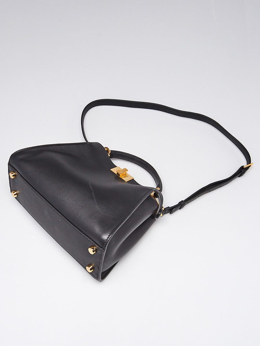 Fendi Black Calfskin Leather Peekaboo Iconic Essentially Bag