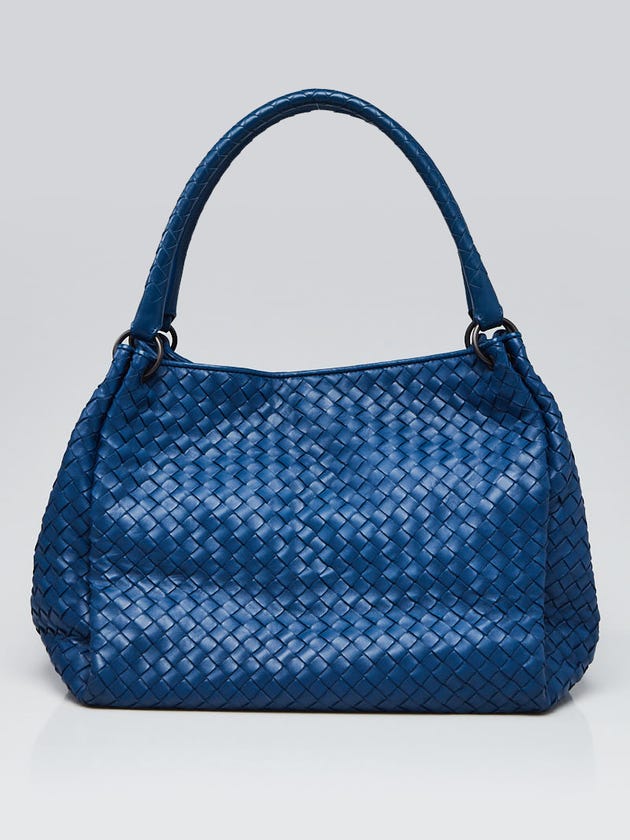 Bottega Veneta Bright Blue Intrecciato Woven Nappa Leather Parachute Bag