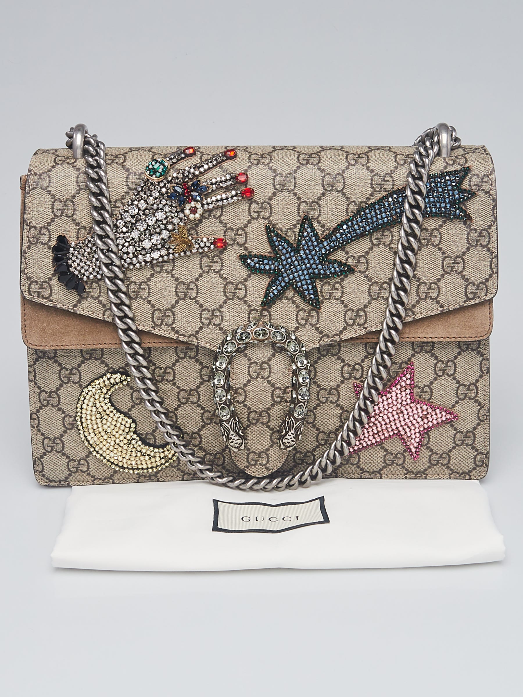 Gucci Beige GG Supreme Coated Canvas Embroidered Shooting 