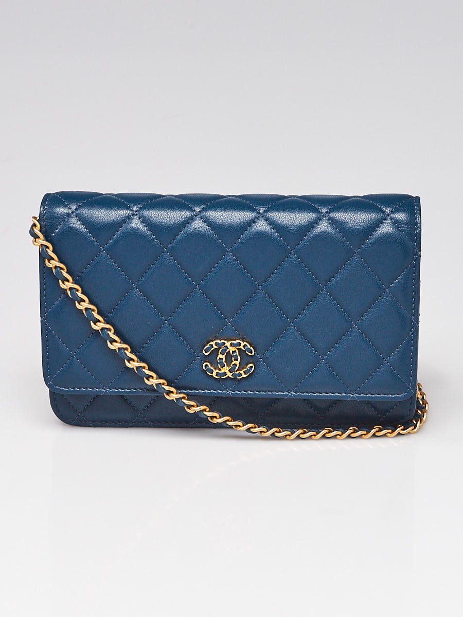 Chanel Blue Quilted Leather Chanel 19 WOC Clutch Bag Yoogi s Closet