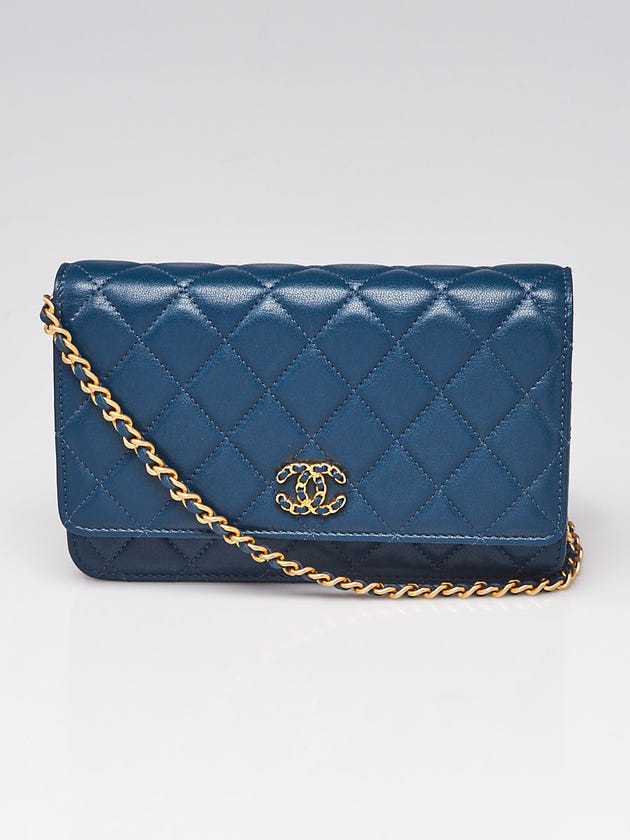 Chanel Blue Quilted Leather Chanel 19 WOC Clutch Bag