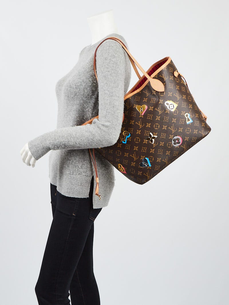 Louis Vuitton Love Lock Neverfull MM Monogram Canvas Bag