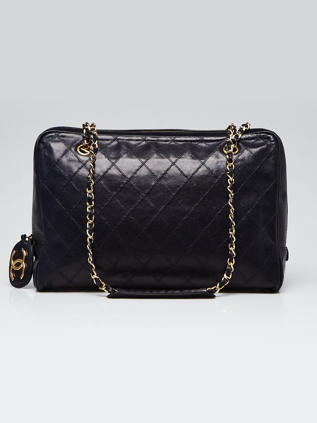 Chanel Navy Blue Quilted Lambskin Camera Case Shoulder Bag