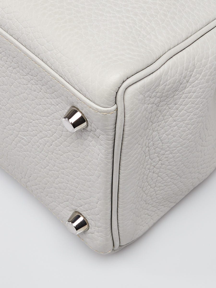 Hermes 35cm Gris Perle Clemence Leather Palladium Plated Kelly Retourne Bag  - Yoogi's Closet