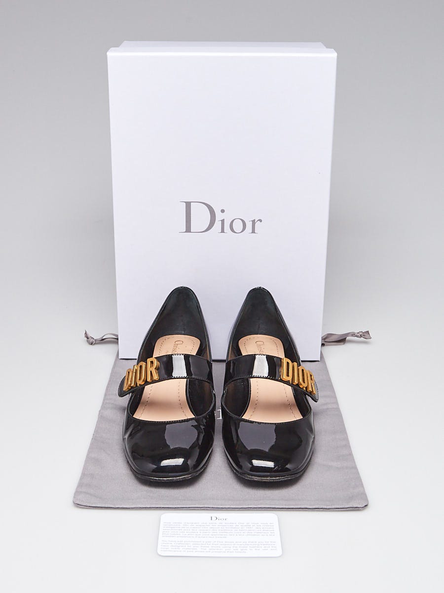 Christian Dior Black Patent Leather Baby-D Heels Size 5.5/36