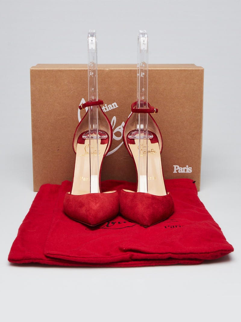 Christian Louboutin Carmin Suede Uptown Ankle Wrap 100 Pumps