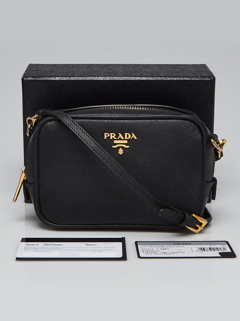Prada Black Saffiano Leather Mini Zip-Top Camera Crossbody Bag 1N1674 -  Yoogi's Closet