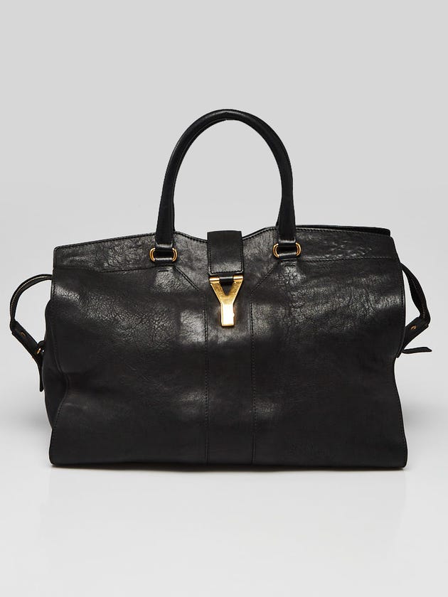 Yves Saint Laurent Black Leather Large Cabas ChYc Bag