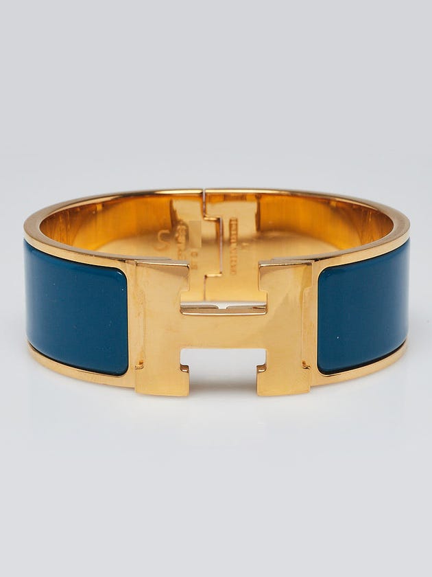 Hermes Canard Enamel Gold Plated Clic-Clac H PM Wide Bracelet