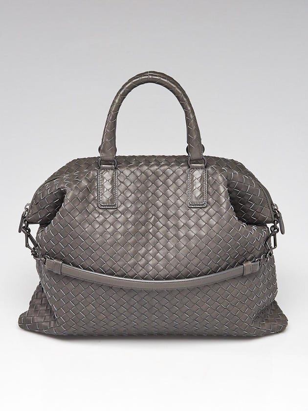 Bottega Veneta Grey Intrecciato Woven Nappa Leather Medium Convertible Bag