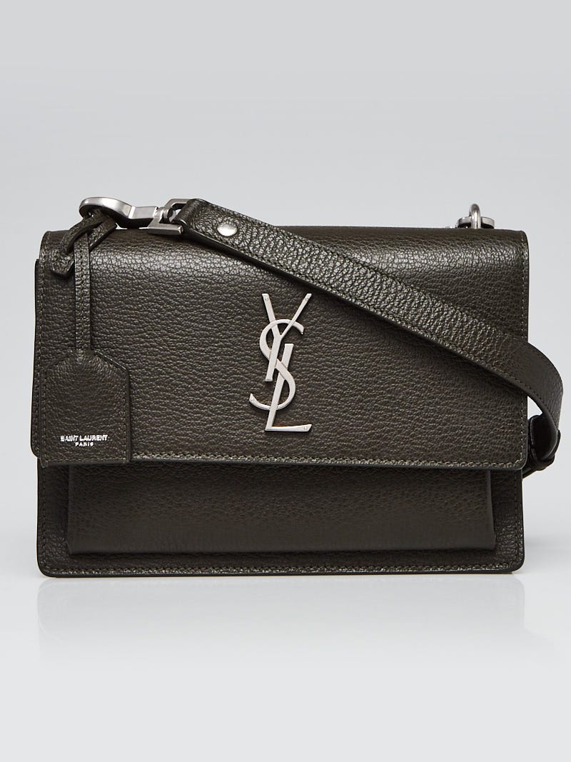 Yves Saint Laurent Army Green Leather Medium Sunset Crossbody Bag