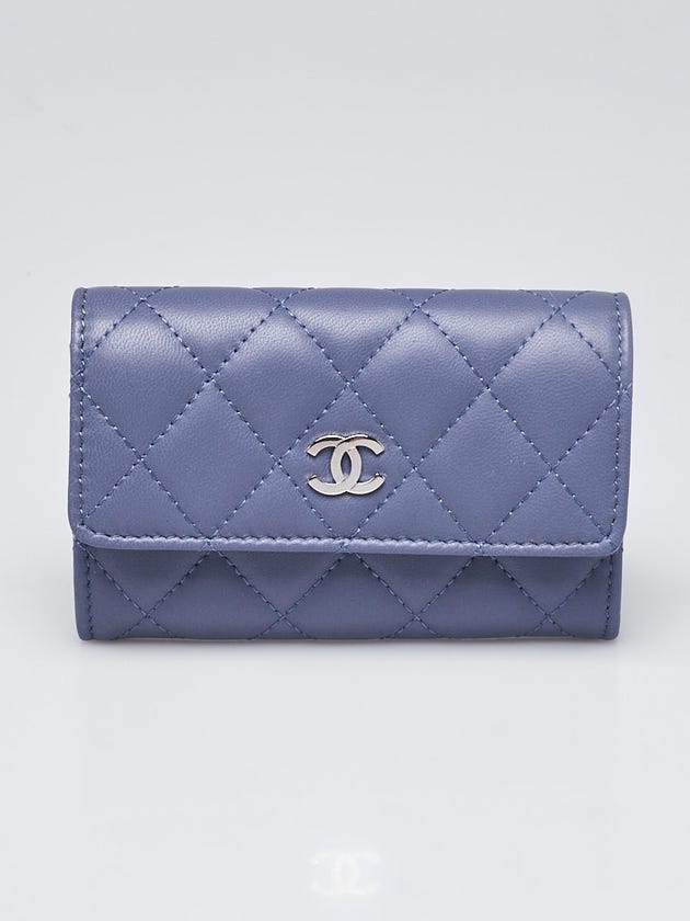 Chanel Lavender Quilted Lambskin Leather O-Card Holder