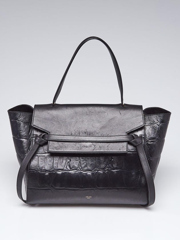 Celine Black Embossed  Calfskin Leather Small Belt Bag 