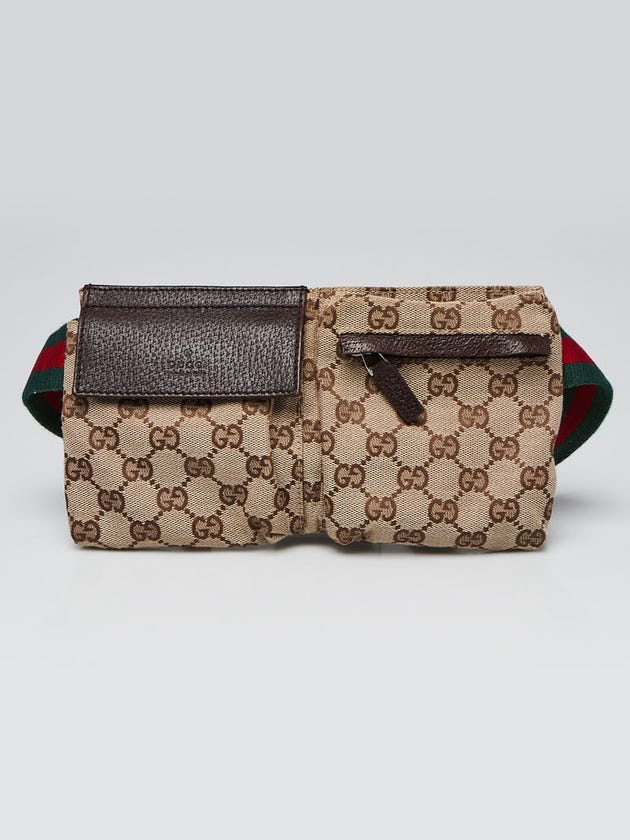 Gucci Beige/Ebony GG Canvas Web Waist Belt Bag