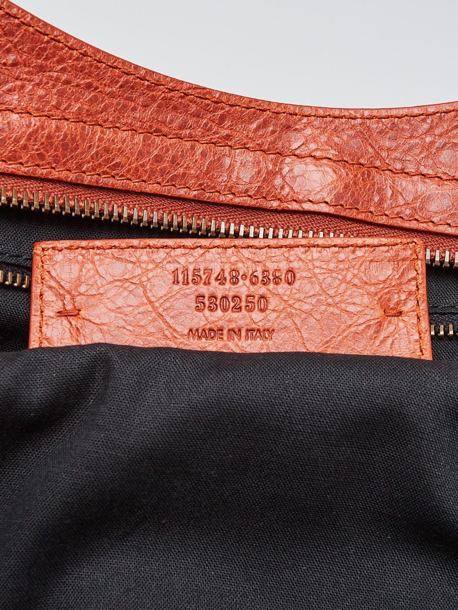 Balenciaga Orange Brulee Lambskin Leather Motorcycle City Bag 