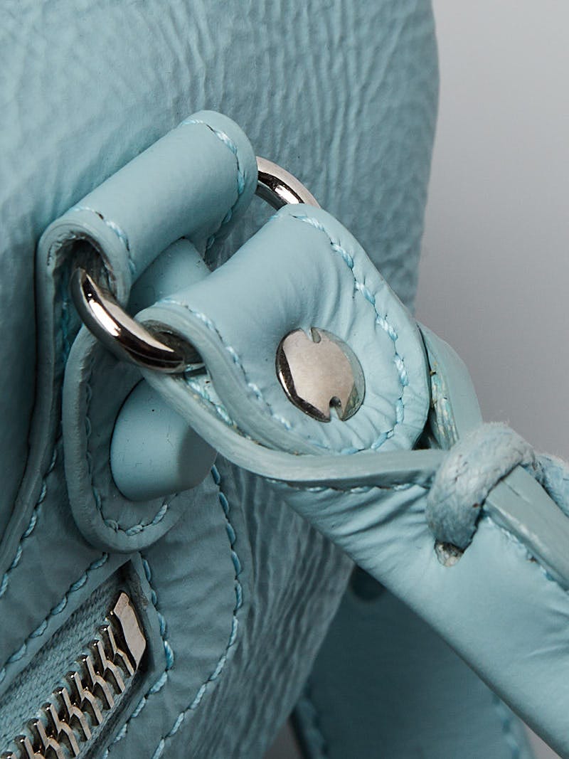 Balenciaga Bleu Dragee Chevre Leather Rubber Motorcycle Mini