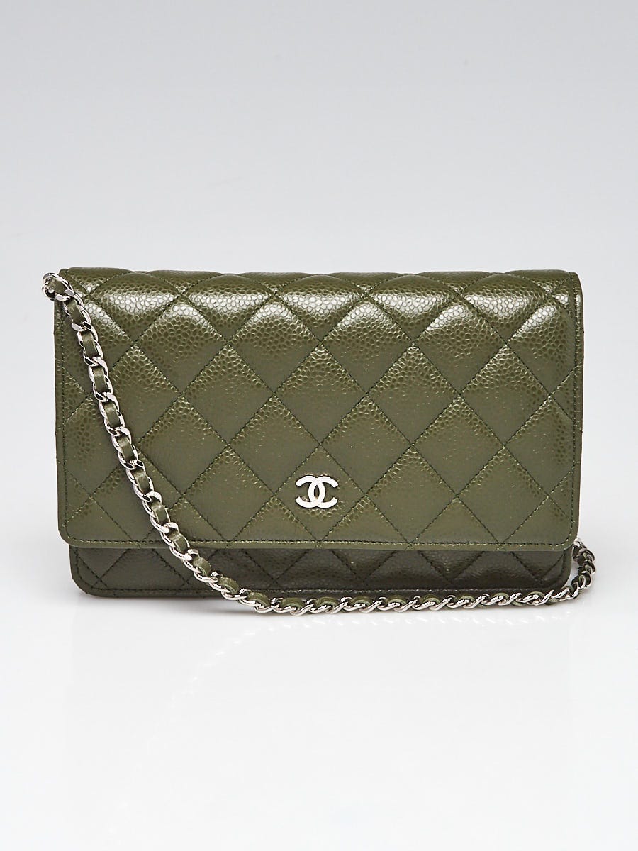 Chanel Dark Green Quilted Caviar Leather Classic WOC Clutch Bag