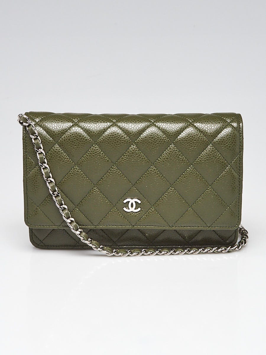 Chanel wallet on hot sale chain green