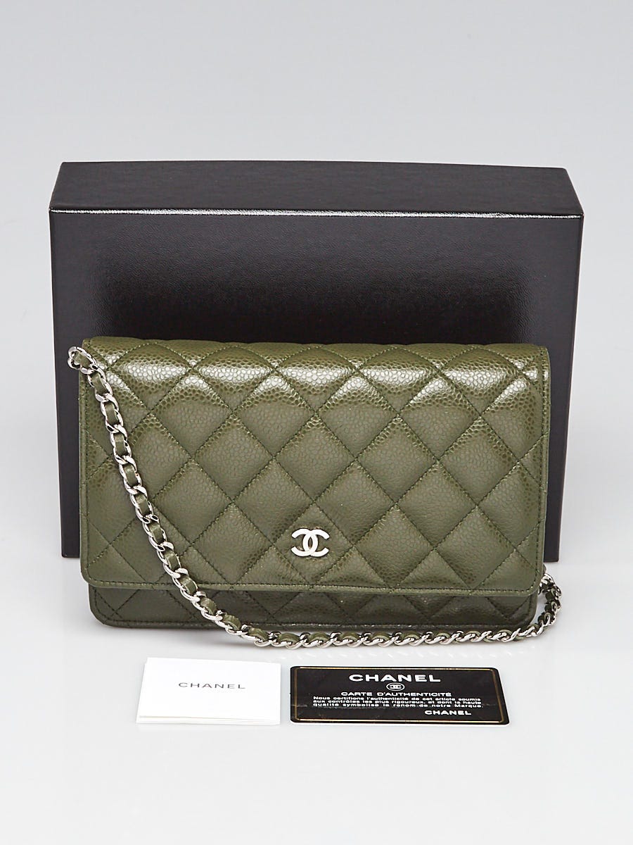 Chanel Dark Green Quilted Caviar Leather Classic WOC Clutch Bag - Yoogi's  Closet