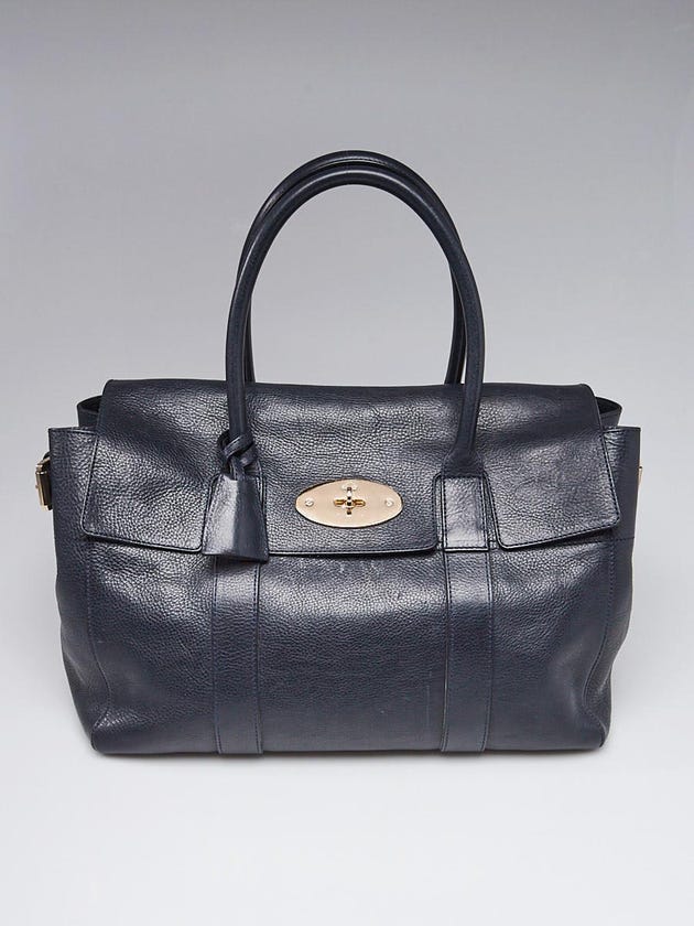 Mulberry Midnight Blue Grained Leather Bayswater Bag