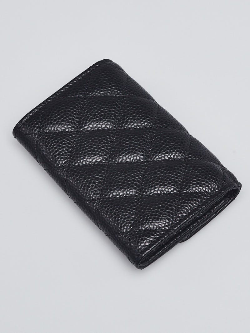 Chanel Black Quilted Caviar Leather Classic Flap Card Holder