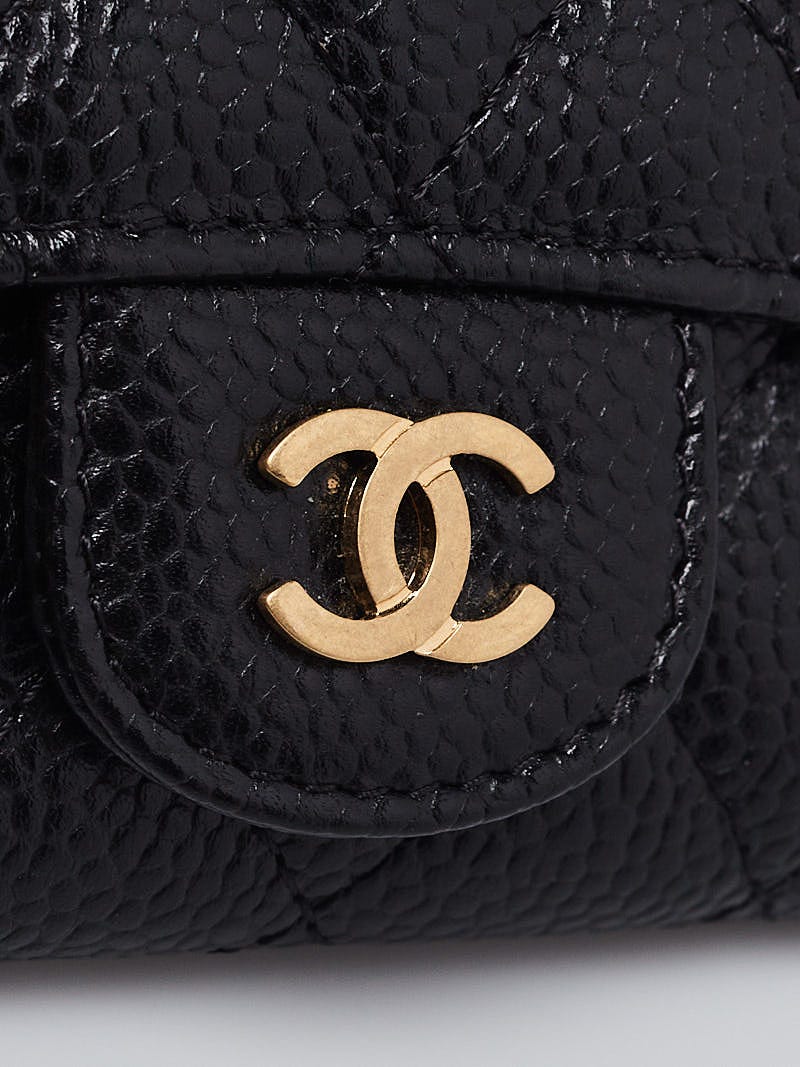 Chanel Black Quilted Caviar Leather Classic Flap Card Holder