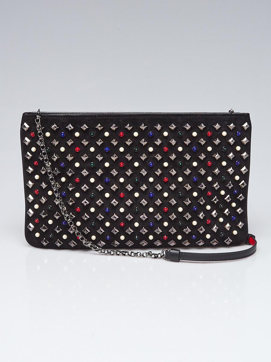 Christian Louboutin - Authenticated Loubiposh Clutch Bag - Leather Silver for Women, Very Good Condition
