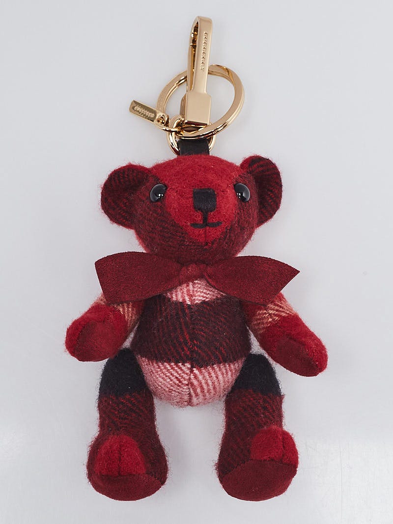 Burberry Parade Red Check Cashmere Thomas Bear Charm - Yoogi's Closet